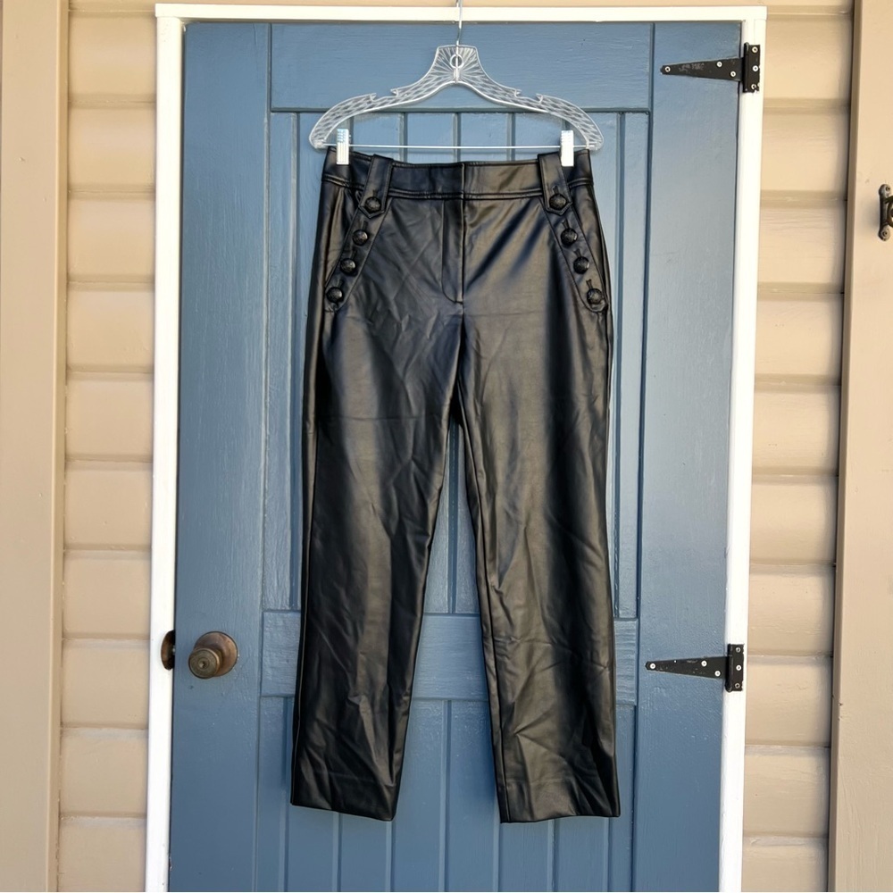 White House Black Market Black Faux Leather Pants Women’s Size 8